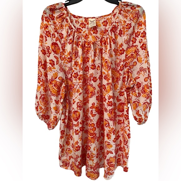 Faded Glory Tops - Red & Orange Floral Blouse size 1X